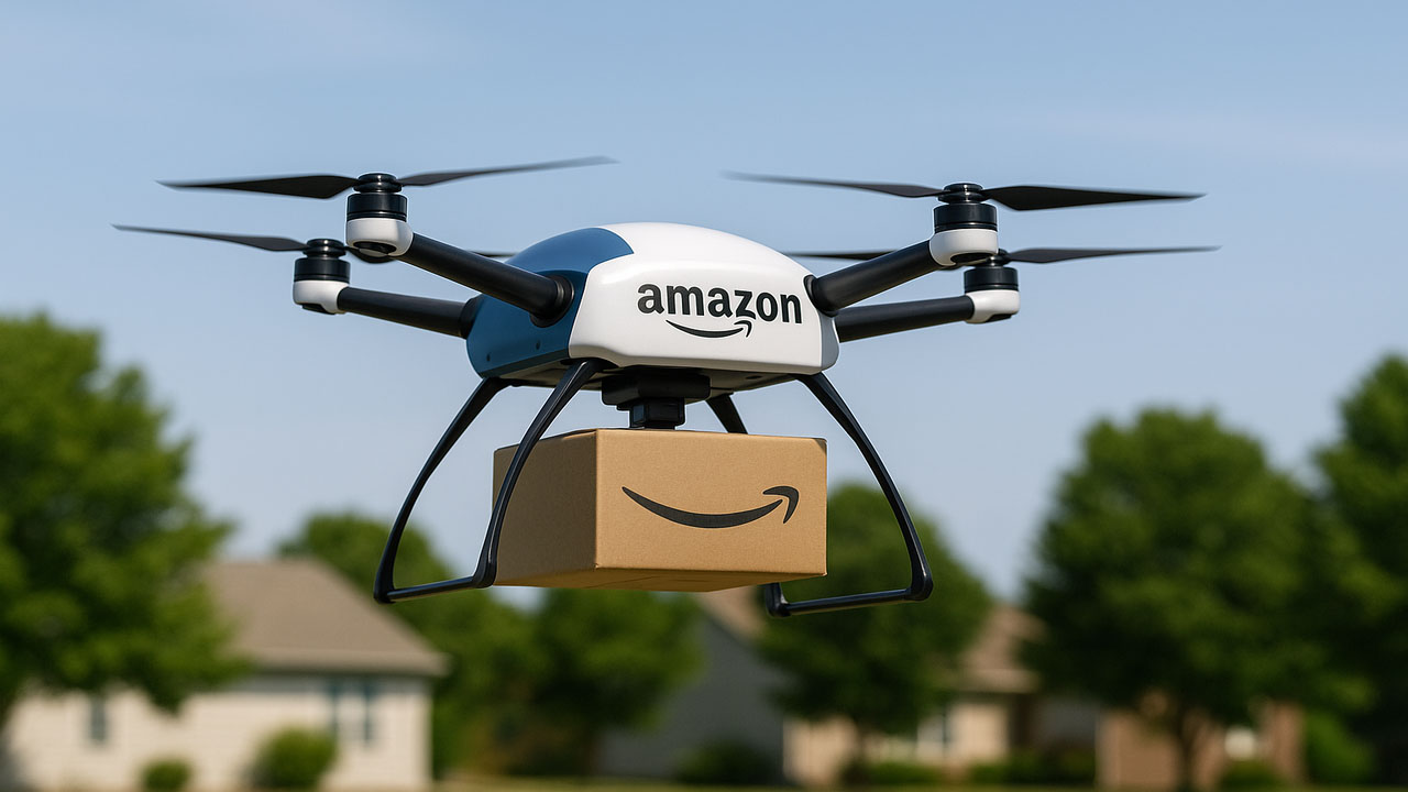 Amazon Delivery Service, Replacing Couriers with Drones for Delivering iPhones to AirPods